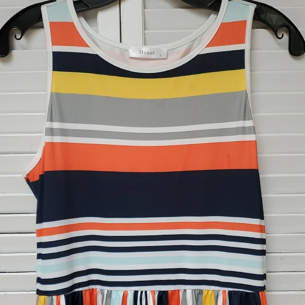 Hount Multi - Color Stripe Scoop Neck Sleeveless Maxi Sundress Size S - Picture 7 of 7